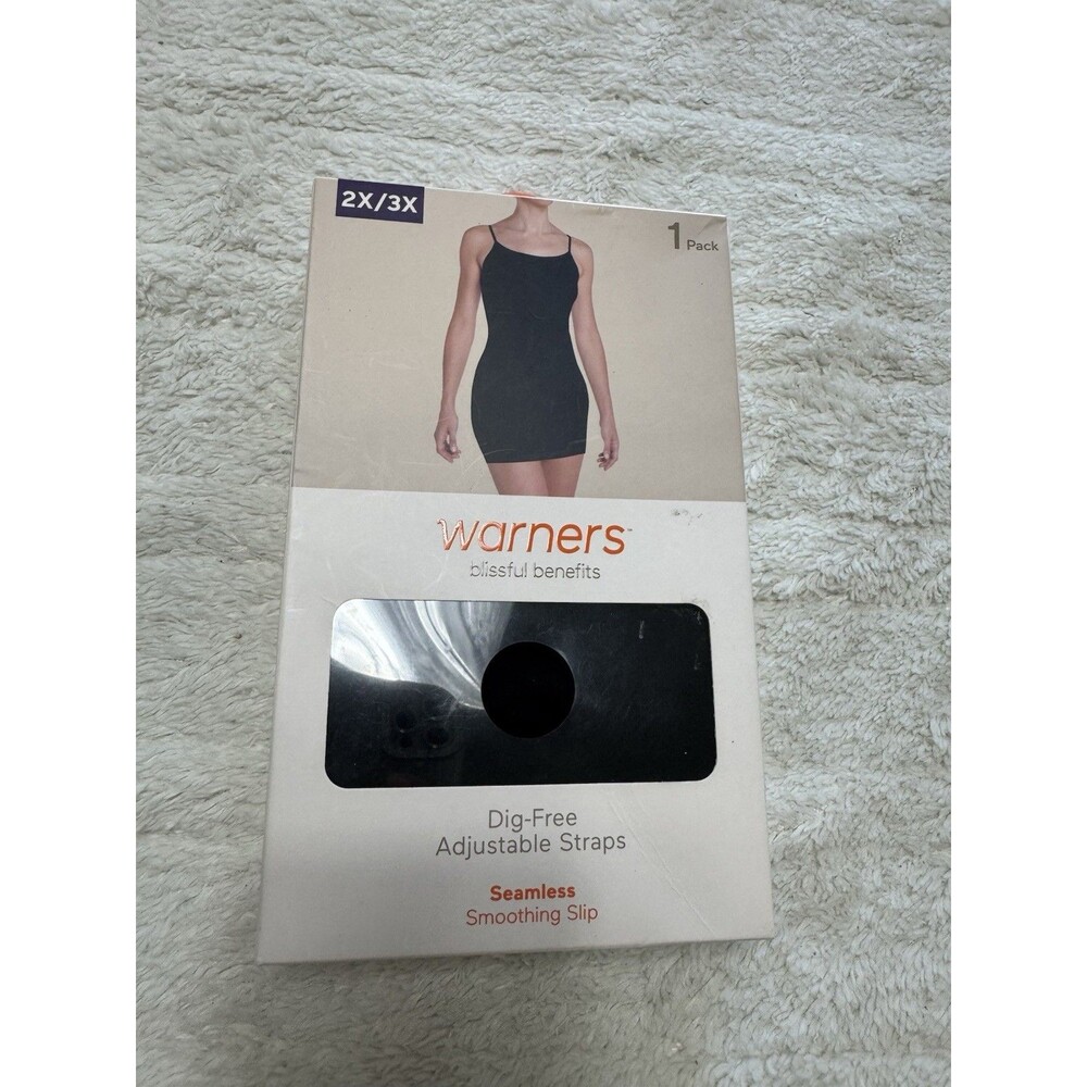 Warners Blissful Benefits Seamless Smoothing Slip Black 2X/3X Shapewear NWT